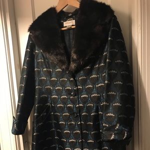 COPY - VINTAGE Faux Fur Silk Dress Coat